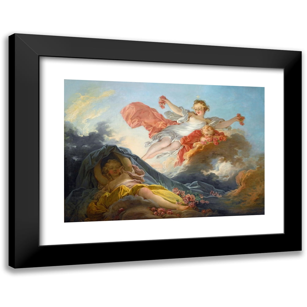 Jean-Honoré Fragonard 24x18 Black Modern Framed Museum Art Print Titled - The Goddess Aurora&nbsp;Triumphing Over Night