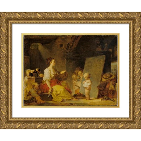 Jean-Honoré Fragonard 24x19 Gold Ornate Framed and Double Matted Museum Art Print Titled - So Please Say (Say Please) (C. 1780)