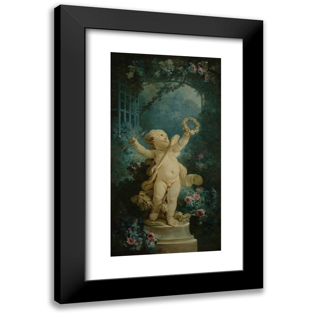 Jean-Honoré Fragonard 9x14 Black Modern Framed Museum Art Print Titled - The Triumphant Love (1765 - 1770)