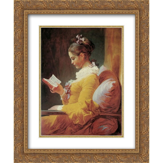 Jean Honore Fragonard 2x Matted 20x24 Gold Ornate Framed Art Print 'Young Girl Reading'
