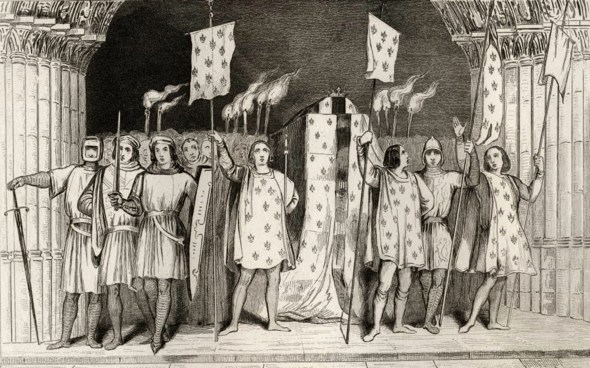 Jean I The Posthumous November 15 To November 20 1316 Proclaimed King At His Own Funeral From Histoire De France By Colart Published Circa 1840 Canvas Art - Ken Welsh Design Pics (18 x 11)