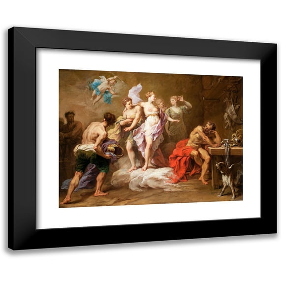 Jean II Restout 18x15 Black Modern Framed Museum Art Print Titled - Venus Ordering Arms from Vulcan for Aeneas (1717)