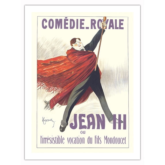 Jean III at the Royal Comedy (Comédie-Royale) - Starring Sacha Guitry - Vintage Theater Poster by Leonetto Cappiello c.1912 - Bamboo Fine Art 290gsm Paper Print (Unframed) 24x32in