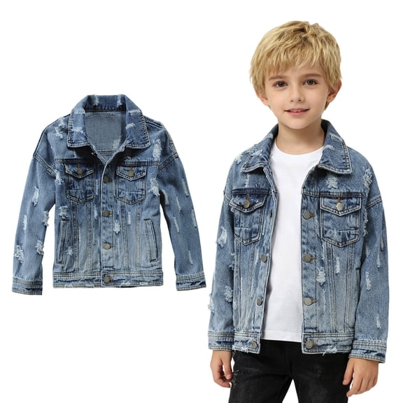 Jean Jacket Boys Long Sleeve Button down Blue Denim Jacket Spring Jacket Girls Jean Jacket Size 5-6 Years