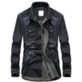 thumbnail image 1 of Jean Jacket Men Qiggri Men's Button Long Sleeve Jean Jacket Turn-Down Collar Pockets Shirt Jacket, 1 of 3