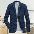 thumbnail image 1 of Jean Jacket Men Vintage Fashion Distressed Stand Collar Long Sleeved Suit Style Denim Jackets Casual Slim Fit Outerwear Fall Winter Button Down Jean Coat With Pocket Blue L, 1 of 3