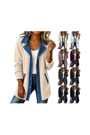 Jean Jacket Women Corduroy Button Down Jean Jackets Casual Long Sleeve Cardigan Shacket Patchwork Collared Loose Travel Quilted Jacket