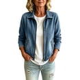 thumbnail image 1 of Jean Jacket Women Distressed Zipper Front Collared Long Sleeve Casual Outerwear With Pockets Trendy Denim Jackets for Daily Wear, 1 of 7