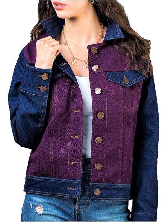 Jean Jacket Women - Jean Jacket - Denim Jacket - Alpaca (PURPLE - M)