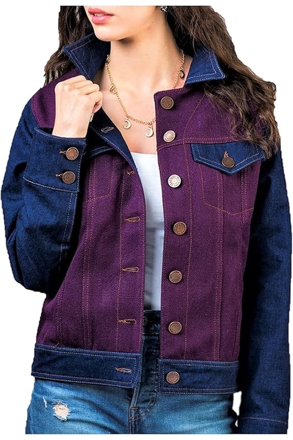 Jean Jacket Women - Jean Jacket - Denim Jacket - Alpaca (PURPLE - M)