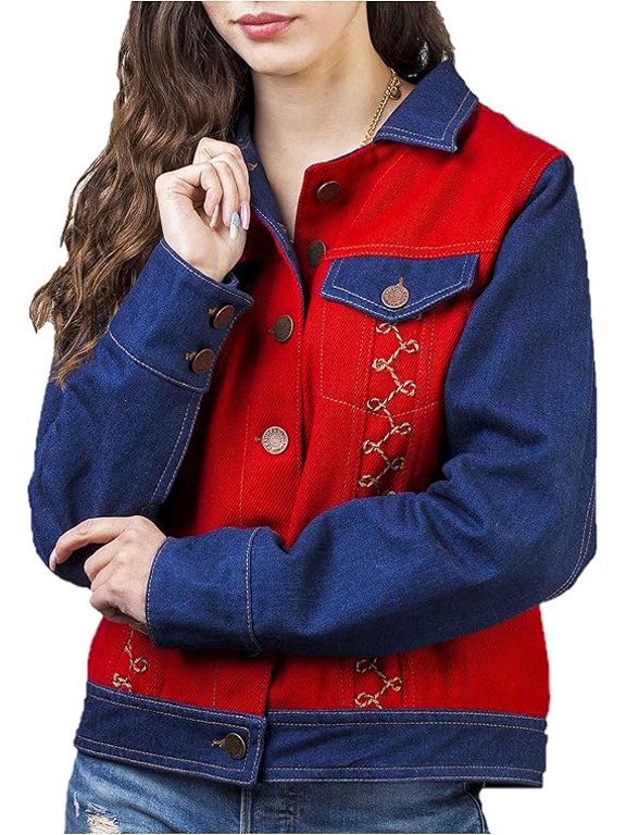 Jean Jacket Women - Jean Jacket - Denim Jacket - Red Jacket - Alpaca (M)