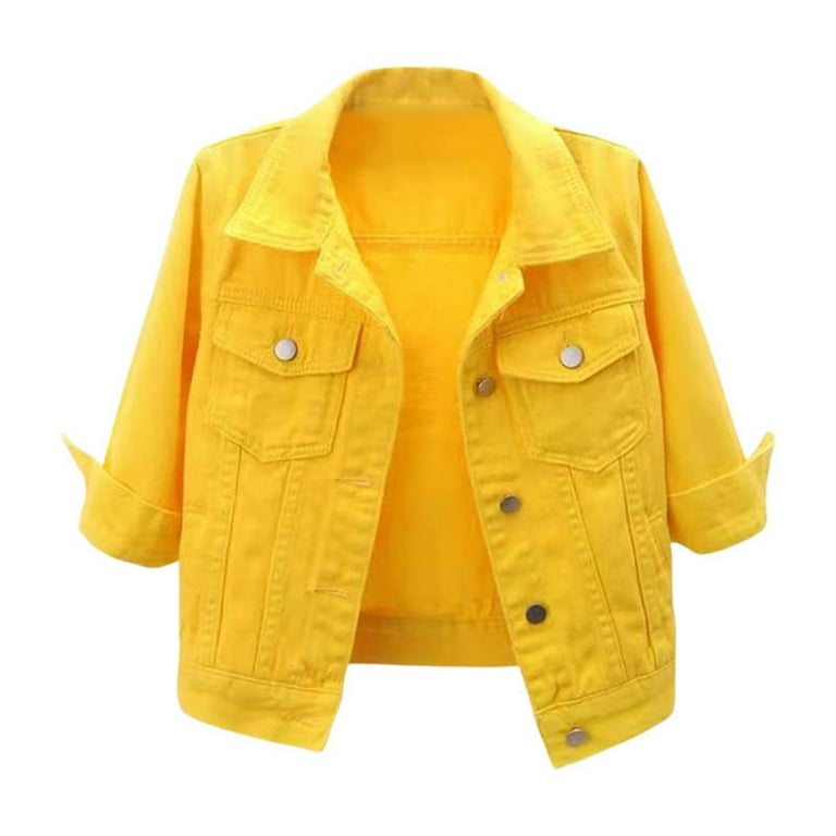 Plus size yellow jean jacket sale