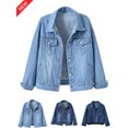 thumbnail image 1 of Jean Jacket Women Spring Fall Solid Color Denim Long Sleeve Jacket For A Classic Everyday Layered Look Jean Jacket, 1 of 5