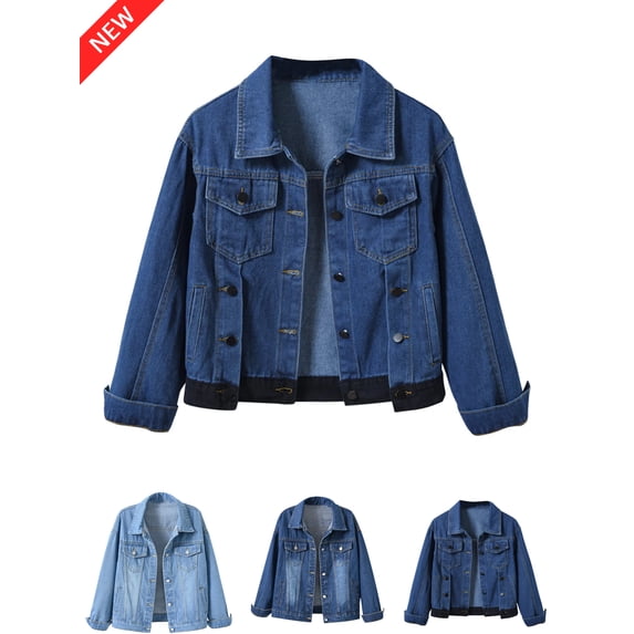 Jean Jacket Women Spring Fall Solid Color Denim Long Sleeve Jacket For A Classic Everyday Layered Look Jean Jacket