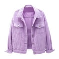 thumbnail image 1 of Jean Jacket Women, Yigetop Women's 2025 Fashion Basic Button Down Stretch Fitted Long Sleeves Denim Jean Jacket Denim Jacket for Women Purple XL, 1 of 1