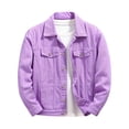 thumbnail image 1 of Jean Jacket for Men Solid Color Lapel Button Down And Long Sleeve Coat Casual Denim Outwear, 1 of 9
