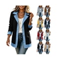 thumbnail image 1 of Jean Jacket for Women Patchwork Collared Shirt Jacket Casual Loose Button Down Workout Long Sleeve Jackets Casual Denim Cardigan, 1 of 8