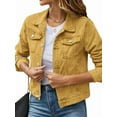 thumbnail image 1 of Jean Jackets for Women Basic Long Sleeve Button Down Denim Jacket Cropped Fashion Jean Jacket Earth Yellow M, 1 of 5