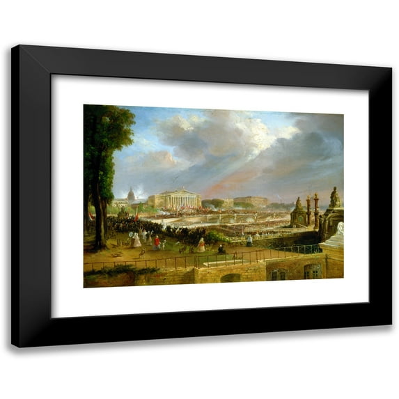 Jean-Jacques Champin 24x18 Black Modern Framed Museum Art Print Titled - Proclamation of the Republic on the Portico of the Chamber of Deputies, May 4, 1848 (1848)