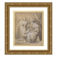 thumbnail image 1 of Jean-Jacques Feuchère 15x17 Gold Ornate Wood Frame and Double Matted Museum Art Print Titled - Virgin and Child Adored by a Lute-Playing Angel (1820-52), 1 of 4
