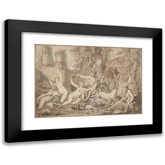 Jean-Jacques-François Le Barbier 14x11 Black Modern Framed Museum Art Print Titled - Bacchanal (ca. 1765-66)
