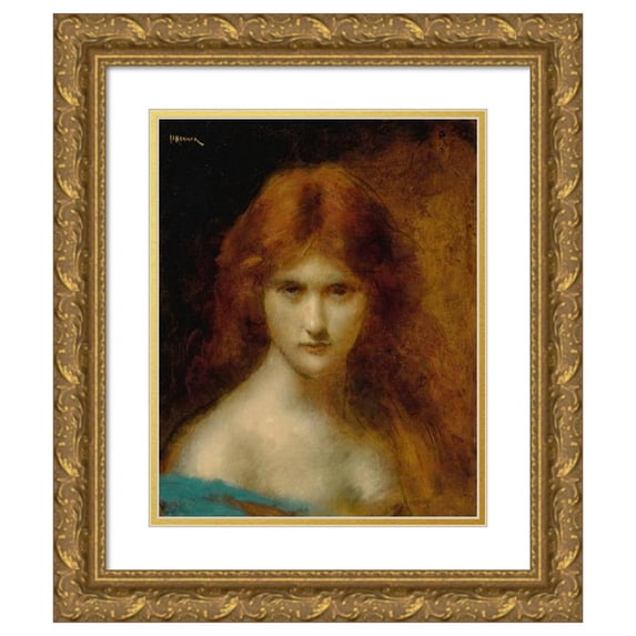 Jean-Jacques Henner 12x14 Gold Ornate Wood Frame and Double Matted Museum Art Print Titled - Judith