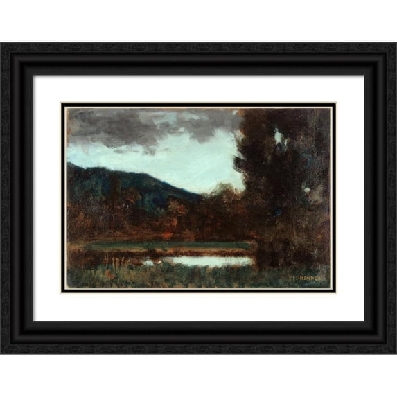 Jean-Jacques Henner 14x11 Black Ornate Wood Framed Double Matted Museum Art Print Titled: Alsace Landscape, Twilight (1879-1888)