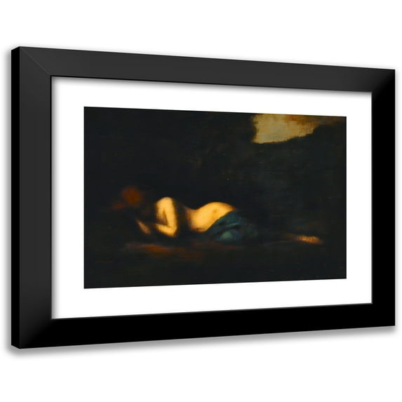 Jean-Jacques Henner 18x14 Black Modern Framed Museum Art Print Titled - The Magdalene (19th Century)