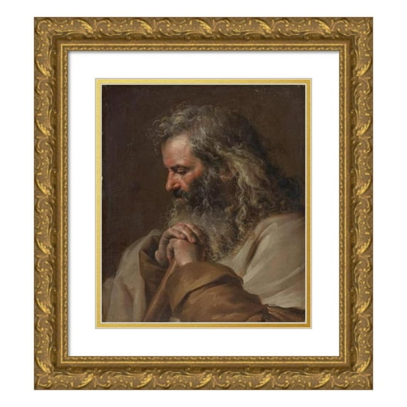 Jean-Jacques de Boissieu 20x23 Gold Ornate Framed and Double Matted Museum Art Print Titled - A Male Saint (1781)