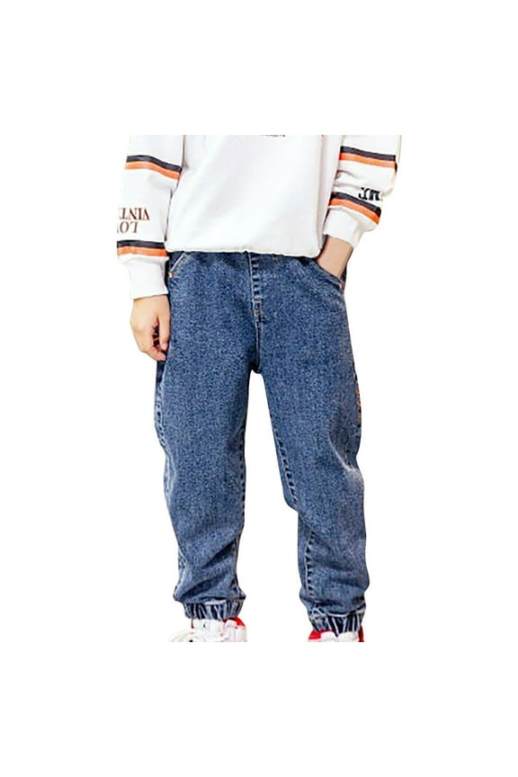 Jean Joggers for Boys Size 10-12 Elastic Waist Loose Casual Denim Pants with Pocket School Baggy Tween Kids Clothing, Blue3 Years