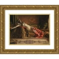 thumbnail image 1 of Jean-Joseph-Benjamin Constant 18x15 Gold Ornate Wood Frame and Double Matted Museum Art Print Titled - Reclining Odalisque, 1 of 4