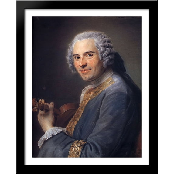 Jean-Joseph Cassanea de Mondonville 28x34 Large Black Wood Framed Print Art by Maurice Quentin de La Tour