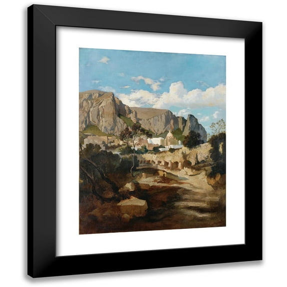 Jean-Joseph-François Bellel 12x14 Black Modern Framed Museum Art Print Titled - View of the Capri Monastery