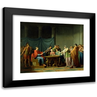 Jean-Joseph Taillasson 14x12 Black Modern Framed Museum Art Print Titled - Berenice Reproaching Ptolemy (1802)