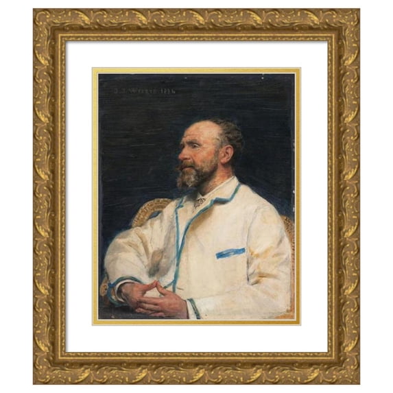 Jean Joseph Weerts 12x14 Gold Ornate Wood Frame and Double Matted Museum Art Print Titled - Portrait of Firmin Javel (1884)