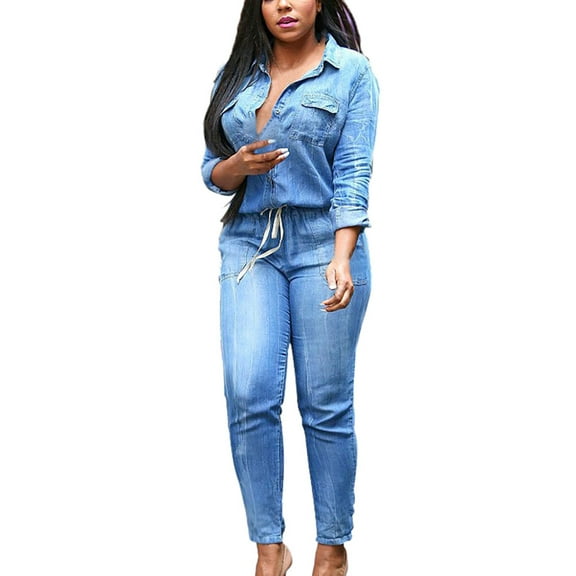 Jean Jumpsuit for Women 2024,Women's One-Piece Jeans Jumpsuits High Waist Stretchy Jean Trousers Washed Denim Jumpsuit and Romper