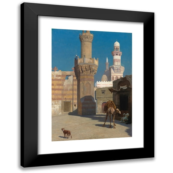 Jean-Léon Gérôme 11x14 Black Modern Framed Museum Art Print Titled - A Hot Day in Cairo (In Front of the Mosque)