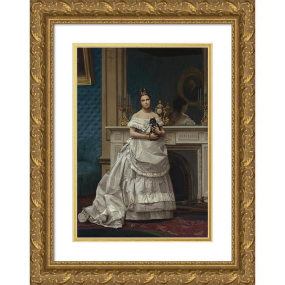 Jean-Léon Gérôme 11x14 Gold Ornate Wood Frame and Double Matted Museum Art Print Titled - Portrait of Marie-Anne D'Escoubleau De Sourdis, Madame Charles-Joachim Lefevre (1853-1938) (1842-191