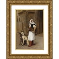 thumbnail image 1 of Jean-Léon Gérôme 11x14 Gold Ornate Wood Frame and Double Matted Museum Art Print Titled - Arnaut and Two Whippets (1867), 1 of 4