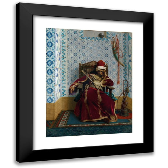 Jean-Léon Gérôme 12x14 Black Modern Framed Museum Art Print Titled - Markos Botsaris (1874)