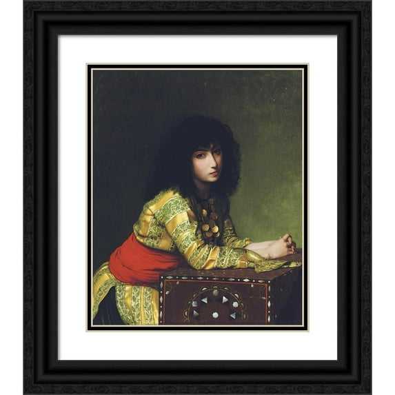 Jean-Léon Gérôme 12x14 Black Ornate Wood Framed Double Matted Museum Art Print Titled: Egyptian Girl (circa 1877)