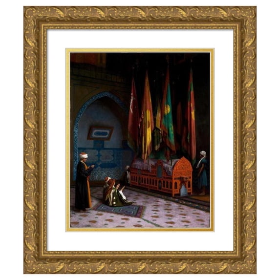 Jean-Léon Gérôme 12x14 Gold Ornate Wood Frame and Double Matted Museum Art Print Titled - The Sentinel at the Sultan's Tomb (1824-1904)