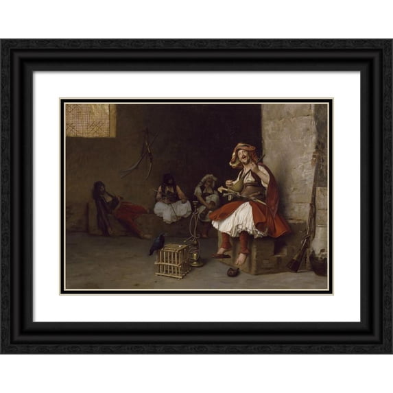 Jean-Léon Gérôme 14x11 Black Ornate Wood Framed Double Matted Museum Art Print Titled: Bazuku Singing (1868)