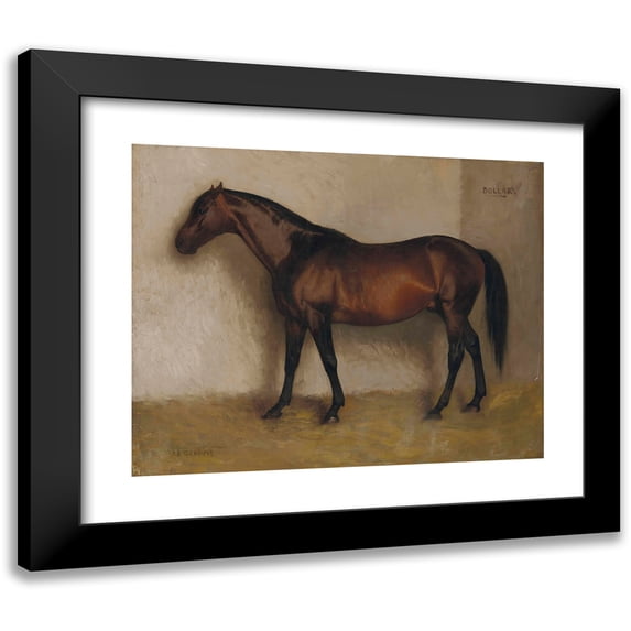 Jean-Léon Gérôme 18x15 Black Modern Framed Museum Art Print Titled - Dollar, a Bay Hunter in a Loose Box