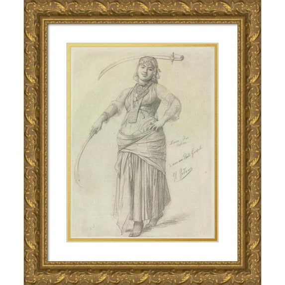 Jean-Léon Gérôme 19x24 Gold Ornate Framed and Double Matted Museum Art Print Titled - Sabers Dance