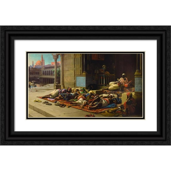 Jean Lecomte du Nouÿ 14x10 Black Ornate Wood Framed Double Matted Museum Art Print Titled: The Harem's Gate, Souvenir of Cairo (1876)