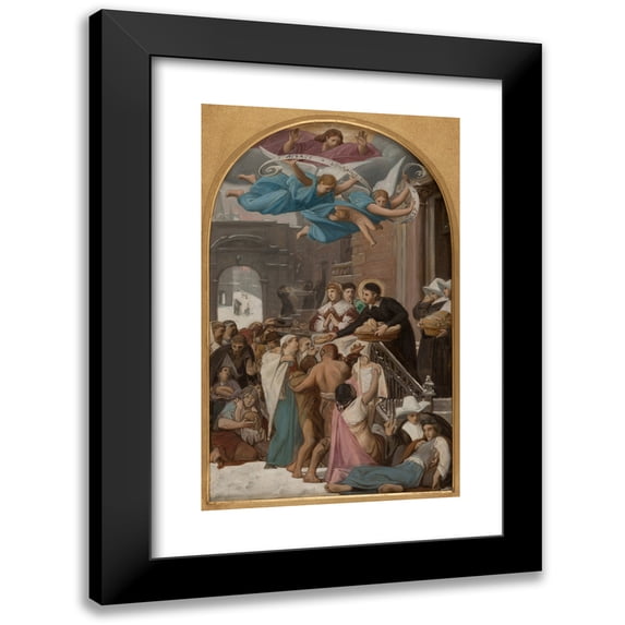 Jean Lecomte du Nouÿ 16x24 Black Modern Framed Museum Art Print Titled - Saint Vincent De Paul Rescuing the Lorrainers After the War of 1637 (1873)
