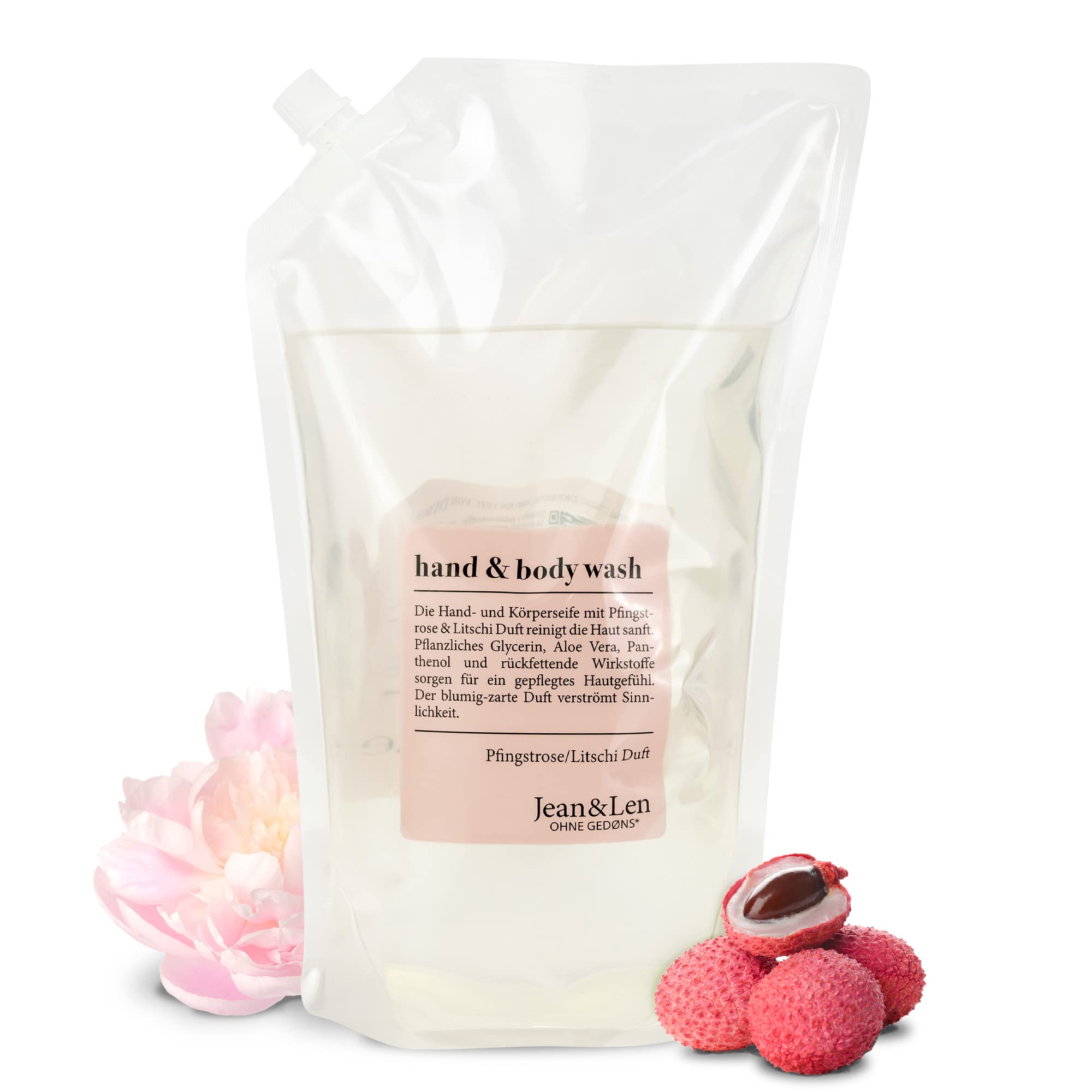 Jean & Len Hand NG01 & Body Wash Peony & Lychee gently cleanses