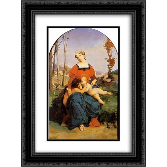 Jean Leon Gerome 2x Matted 20x24 Black Ornate Framed Art Print 'The Virgin the Infant Jesus and St. John'