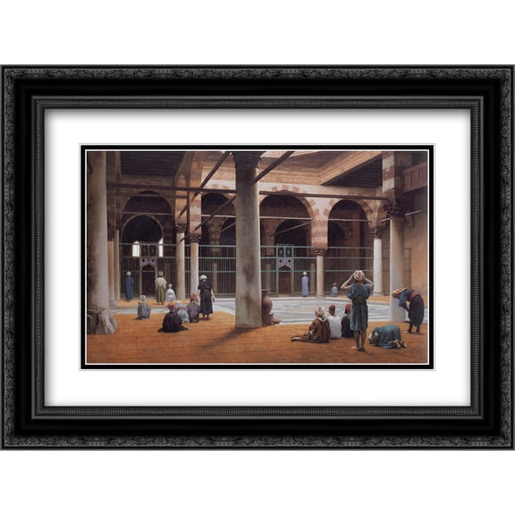 Jean Leon Gerome 2x Matted 24x18 Black Ornate Framed Art Print 'Interior of a Mosque'